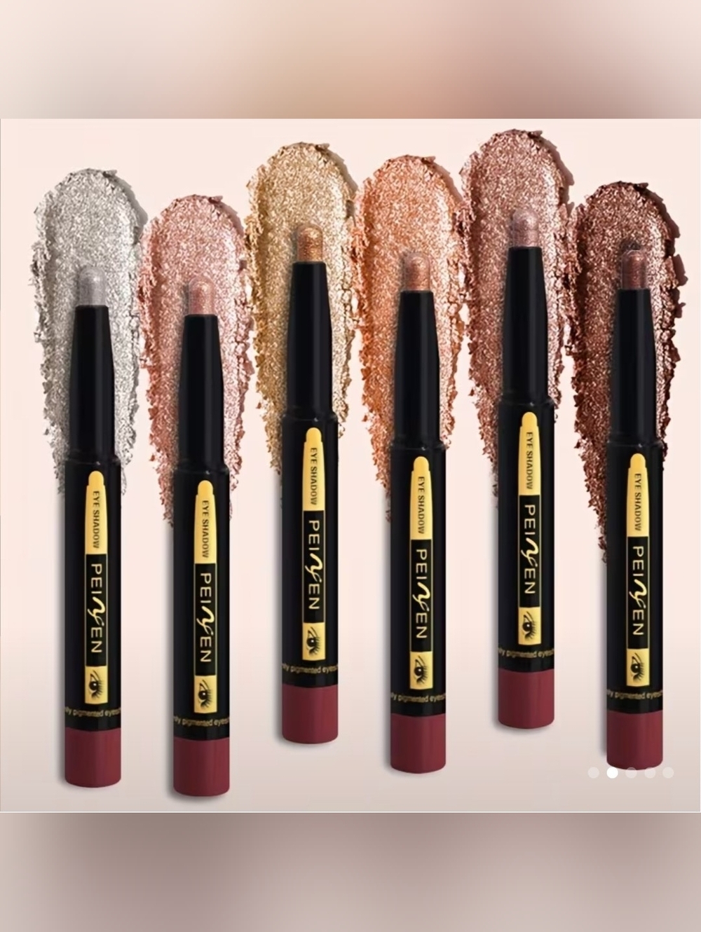 Set Of 6 Highly Pigmented Eyeshadow Sticks - Neutral & Metallic Hues New Sealed